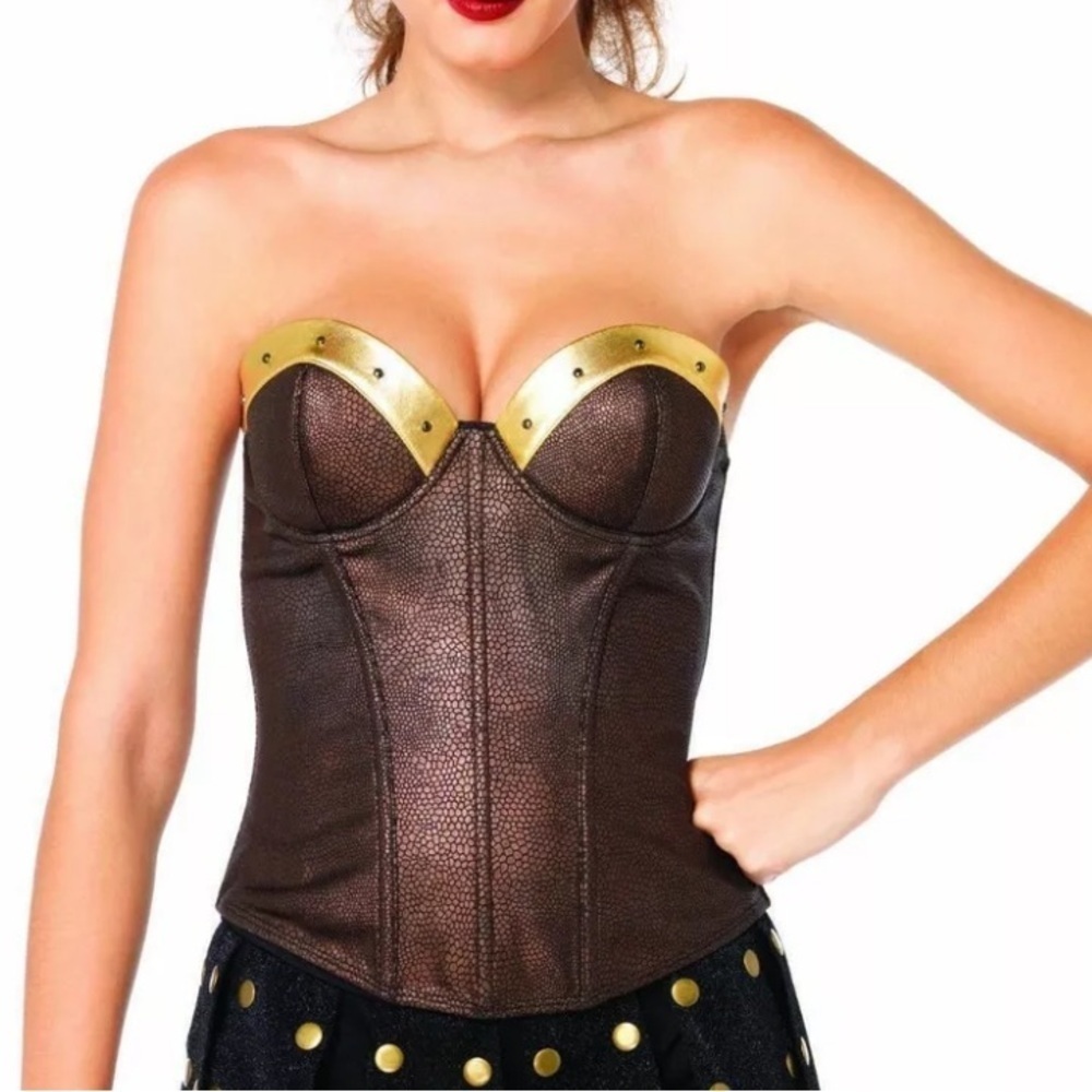 Leg Avenue Brown & Gold Warrior Costume Bustier